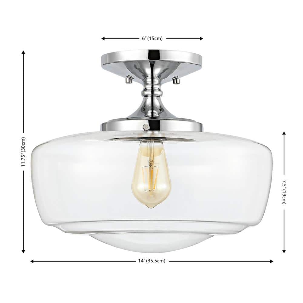Marfa 14" Chrome and Glass Farmhouse Flush Mount Light