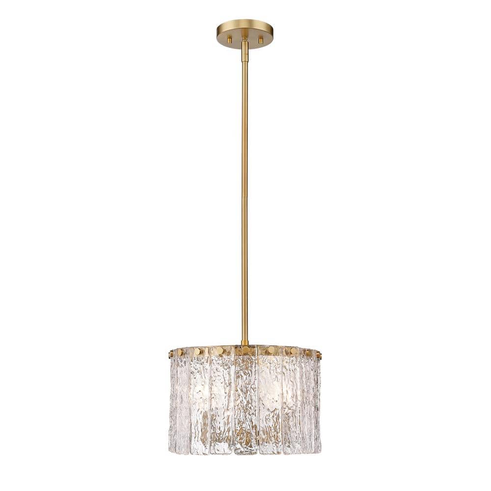 Glacier 3-Light Modern Gold Pendant-Light with Glass Shade