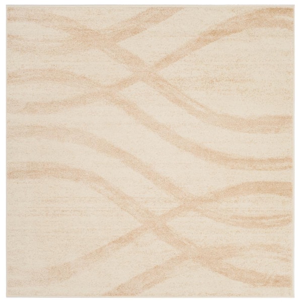 Adirondack Cream/Champagne 8 ft. x 8 ft. Square Striped Area Rug