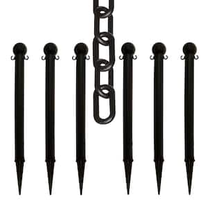 Black Heavy-Duty Ground Pole and Chain Kit