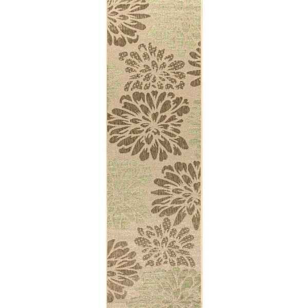 Zinnia Sage/Brown 2 ft. x 8 ft. Indoor/Outdoor Runner