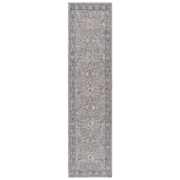 Finley 2 ft. x 10 ft. Gray/Light Gray Abstract Oriental Runner Rug