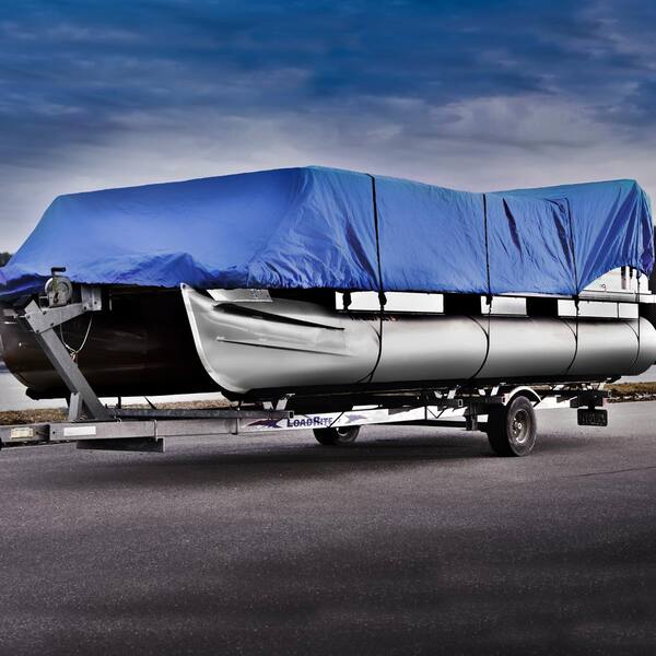 Budge Sportsman 600 Denier 24 Ft. To 28 Ft. (Beam Width Up To 110 In.) Blue Pontoon  Boat Cover Size Pt-4 P-600-3 - The Home Depot