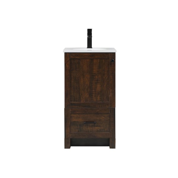 Unbranded Timeless Home 19 in. W x 18 in. D x 34 in. H Bath Vanity in Expresso with Ivory White Engineered Stone Top