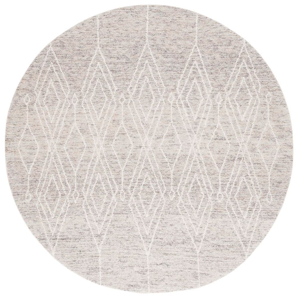 Ebony 6 ft. x 6 ft. Gray/Ivory Diamond Geometric Round Area Rug price history on PriceWatchPro