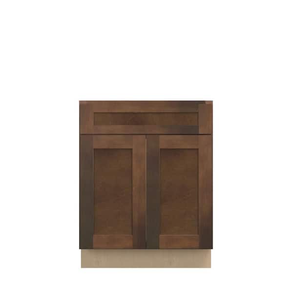 Kunal Kitchens Amherst Shaker 27 in. W x 34.5 in. H x 24 in. D in Walnut Plywood Assembled Sink Base Cabinet