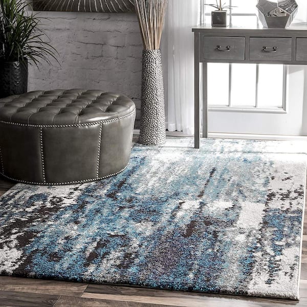 Haydee Abstract Blue 10 ft. x 14 ft. Area Rug