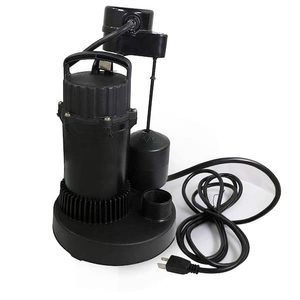 PLUMBFLEX 1/2 HP Heavy Duty Submersible Sump Pump Kit with Float Switch, Check Valve and Torque Wrench in Black (4-Piece)
