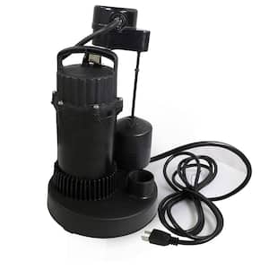 1/2 HP Heavy Duty Submersible Sump Pump Kit with Float Switch, Check Valve and Torque Wrench in Black (4-Piece)