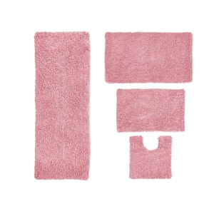 Fantasia Bath Rug 100% Cotton Bath Rugs Set, 4-Pcs Set with Contour, Pink