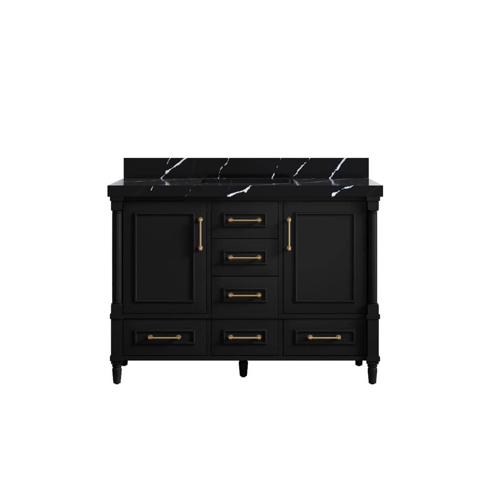 "Hudson 48 in. W x 22 in. D x 36 in. H Bath Vanity in Black with 2"" Calacatta Black" price history on PriceWatchPro