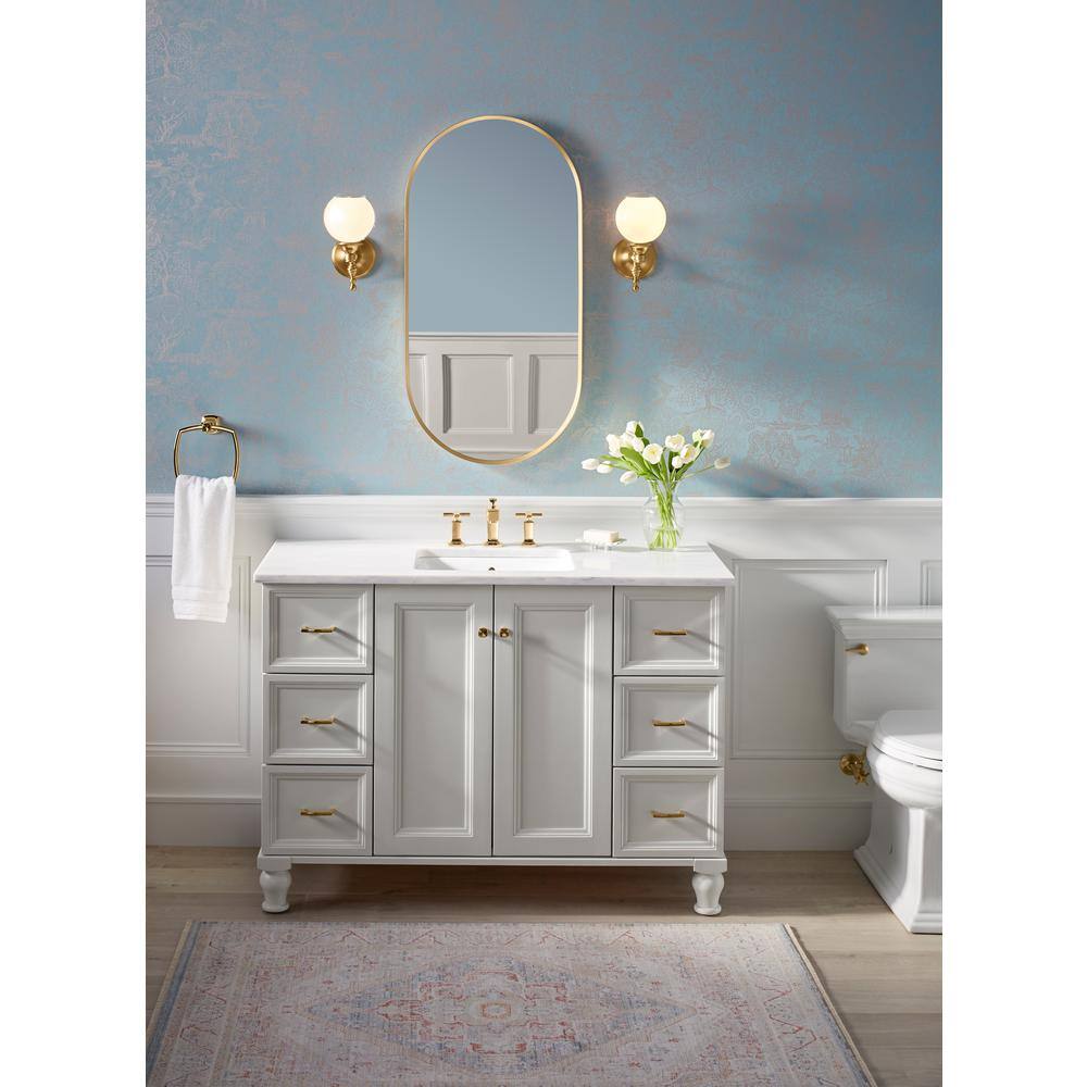 Essential Elegance 40" x 20" Brushed Gold Metal Framed Vanity Mirror