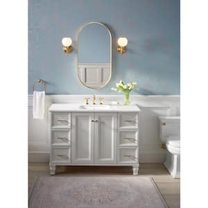 Essential 20. in. W x 40 in. H Framed Oval Wall Mount Vanity Mirror in Modern Brushed Gold