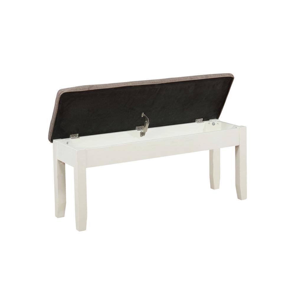 Rustic Taupe and Vanilla White 6-Piece Dining Set with Storage Bench
