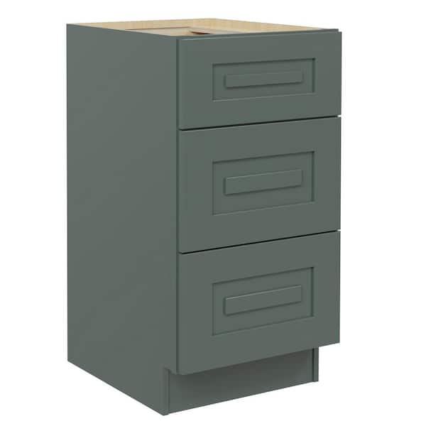MILL'S PRIDE Greenwich Aspen Green 34.5 in. H x 18 in. W x 24 in. D Plywood Laundry Room Drawer Base Cabinet with 0 Shelves