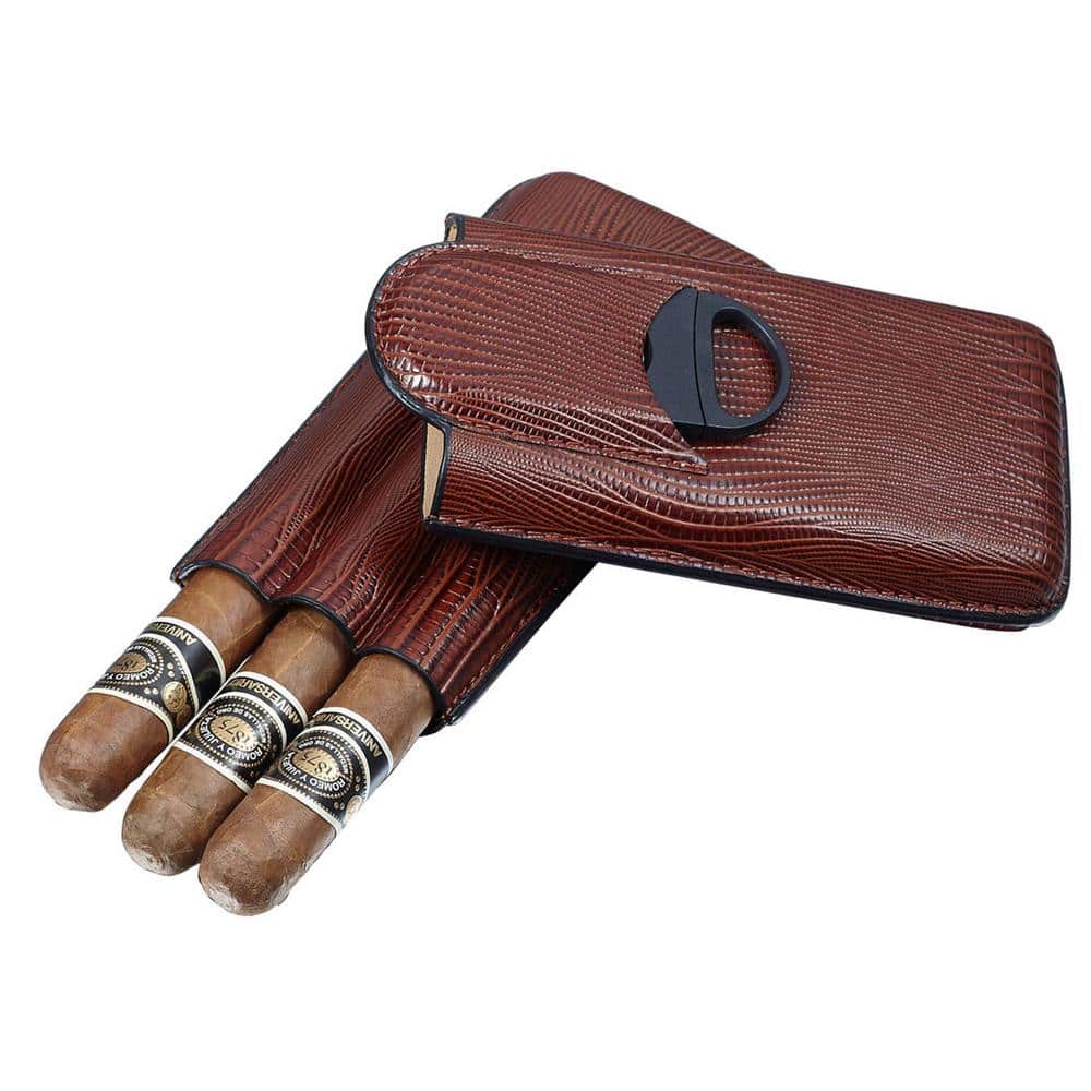Visol Larsen Brown Leather Five Cigar Travel Case VCASE500BR - The Home  Depot