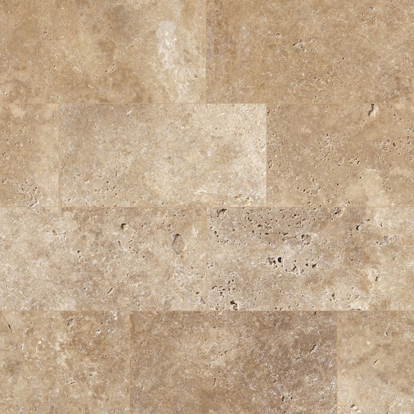 Tus. Walnut 6 in. x 12 in. x 1.18 in. Rectangular Brown Natural Stone Look Tumbled Travertine Paver (0.5 sq. ft. Case)