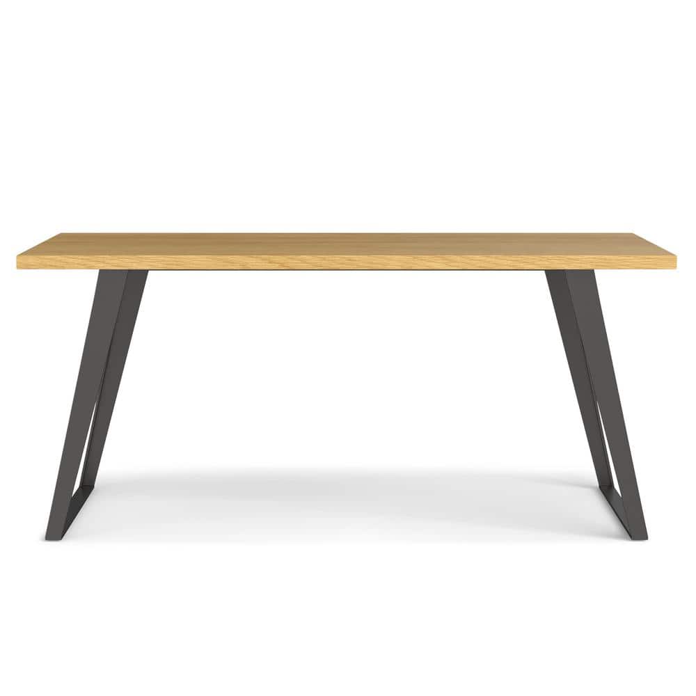 Lowry Industrial Oak Veneer Wood Dining Table with Black Metal Legs