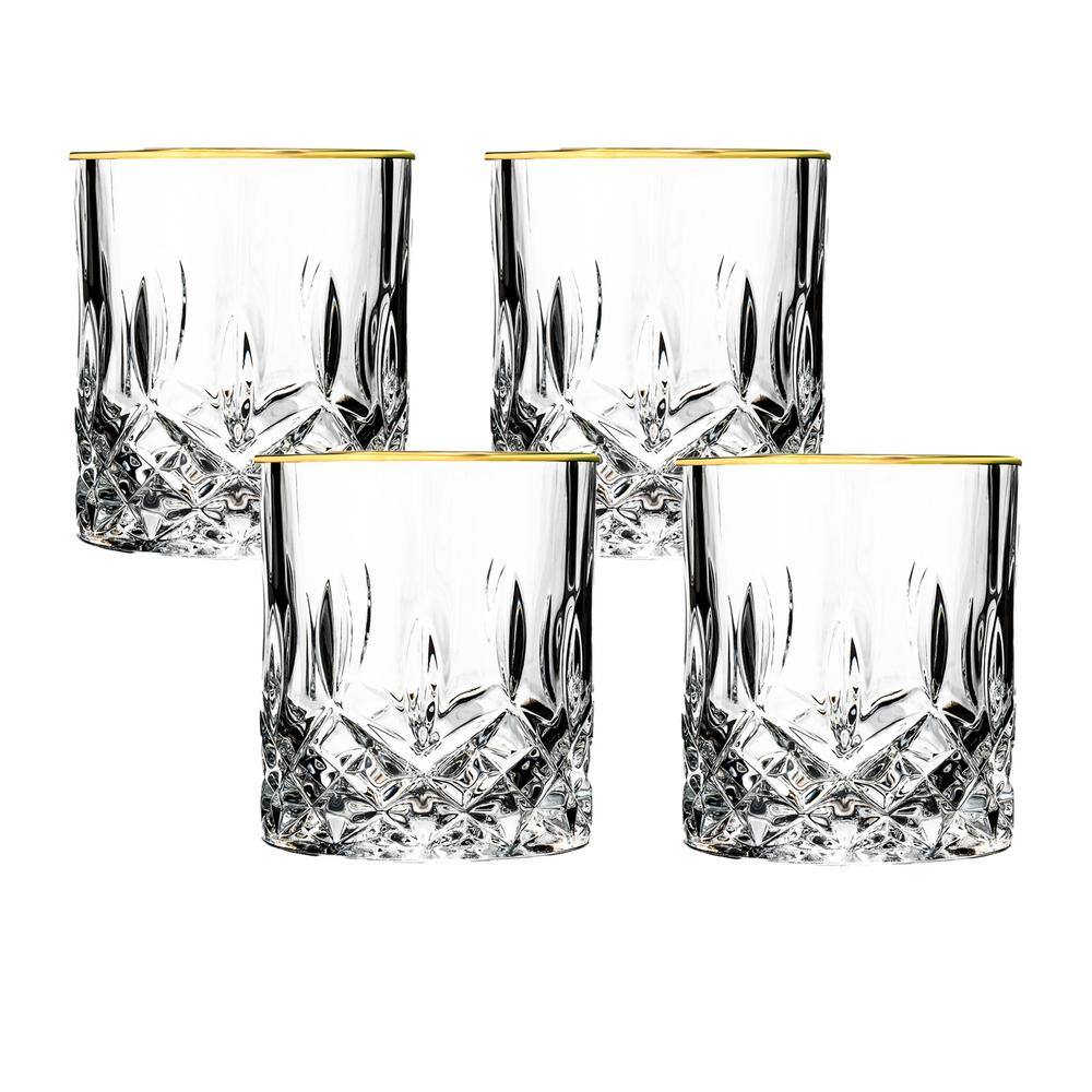 Opera 11oz Crystal Whiskey Glass Set with Gold Rim