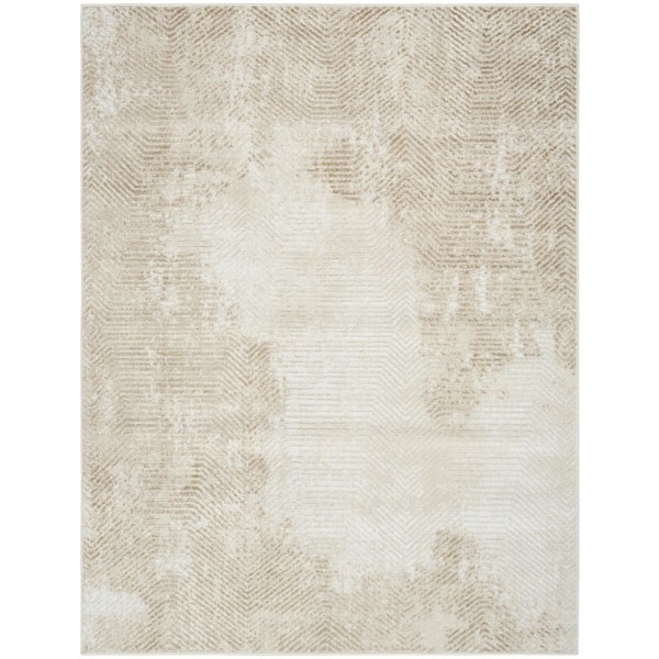 Dekor Ivory Taupe 4 ft. x 6 ft. Abstract Contemporary Area Rug