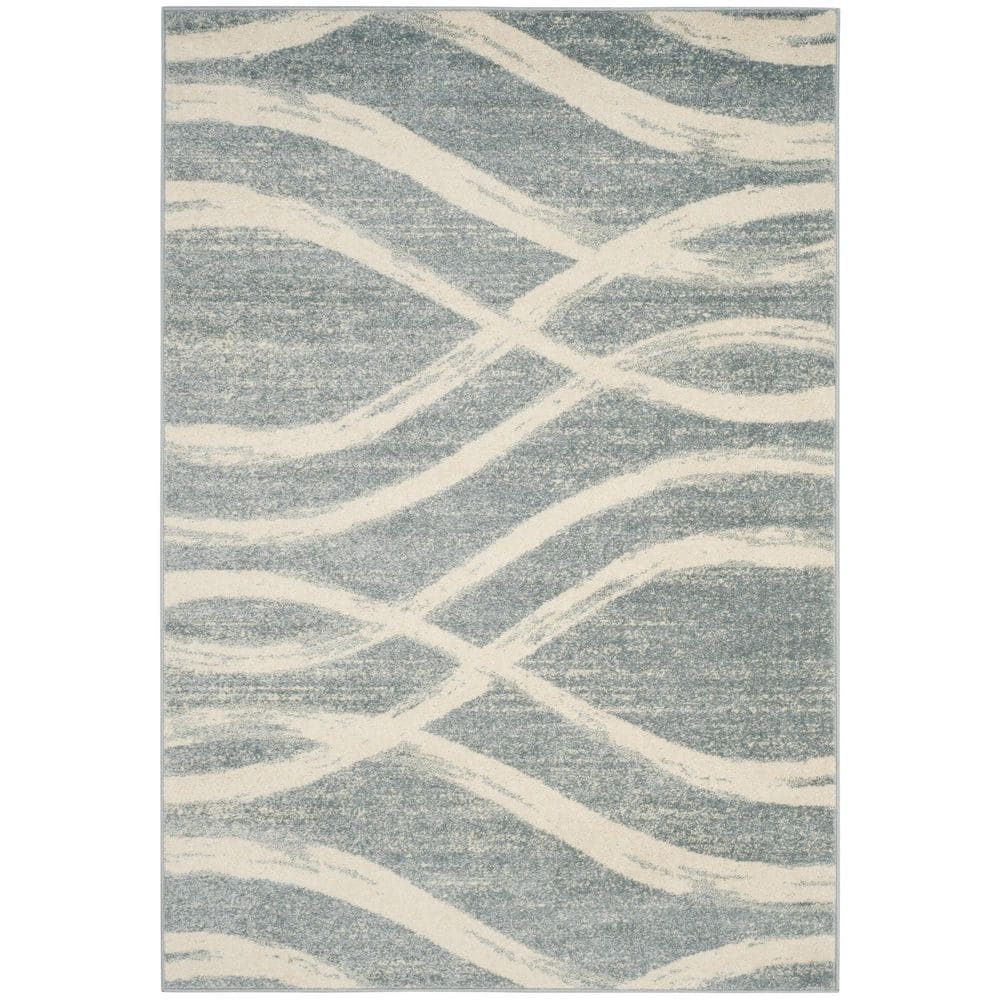 Light Green Polypropylene 6 ft. x 9 ft. Oriental Indoor Area Rug