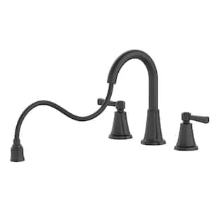 Melina 8 in. Widespread Double-Handle Pull-Down Bathroom Faucet in Matte Black