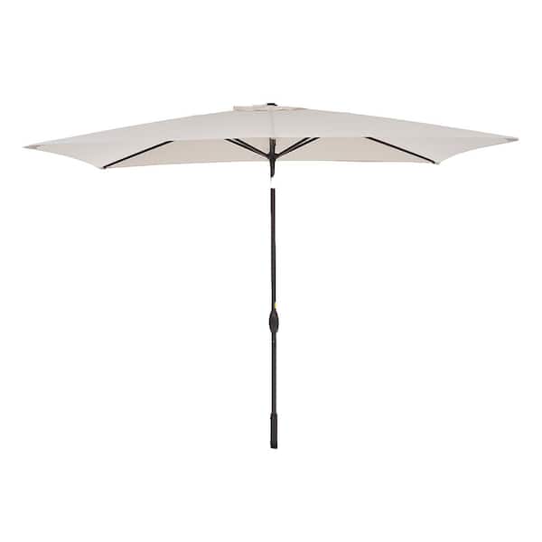 Unbranded 10 ft. x 6.5 ft. Rectangular Market Outdoor Patio Umbrella with Crank Weather Resistant Waterproof in Beige