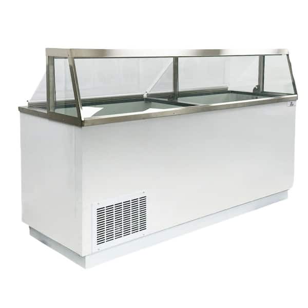 88.75 in. W 30.6 cu. ft. Automatic-Defrost Commercial Portable Freezer 16 Tub Deluxe Ice Cream Dipping Cabinet in white