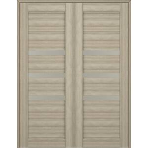 Rita 56 in.x 84 in. Both Active 3-Lite Shambor Wood Composite Double Prehung Interior Door