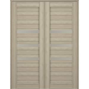 Rita 64 in.x 84 in. Both Active 3-Lite Shambor Wood Composite Double Prehung Interior Door
