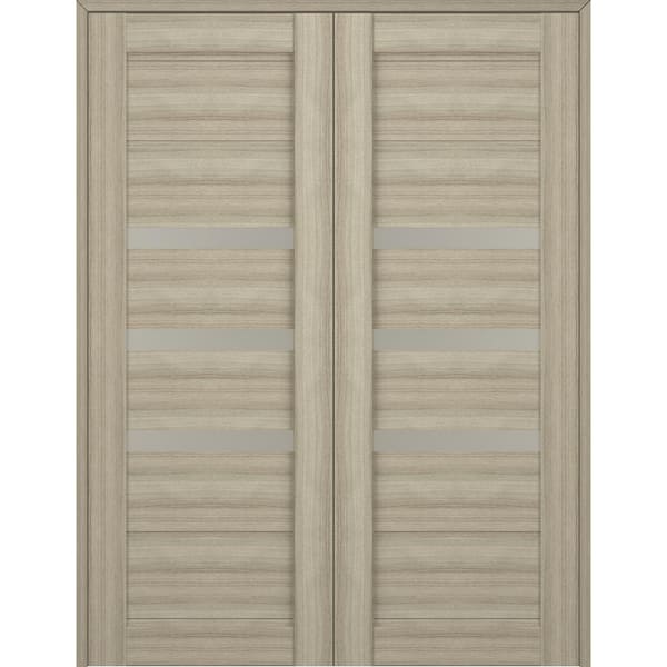 Rita 48 in.x 96 in. Both Active 3-Lite Shambor Wood Composite Double Prehung Interior Door