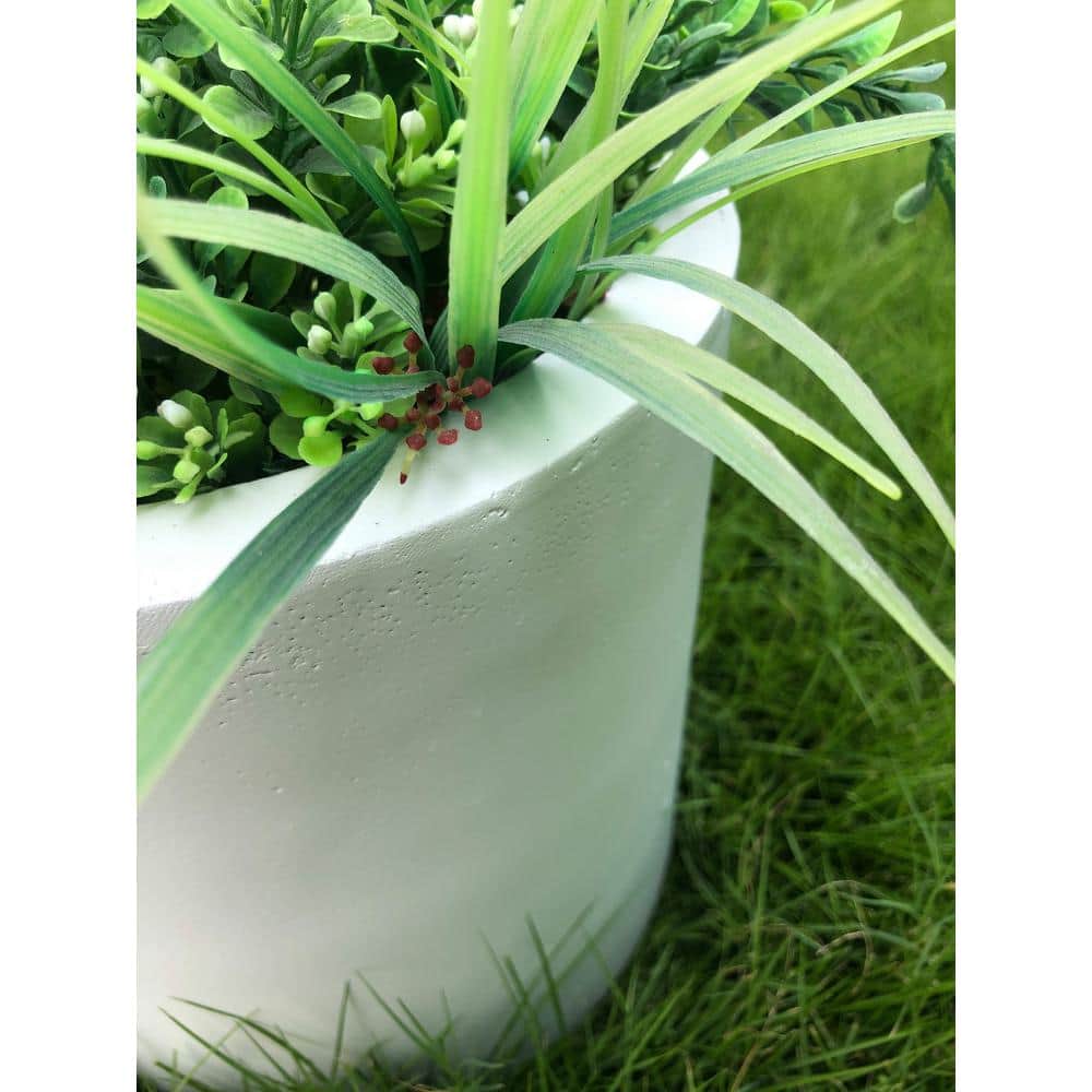 Set of 3 Pure White Lightweight Concrete Cylinder Planters