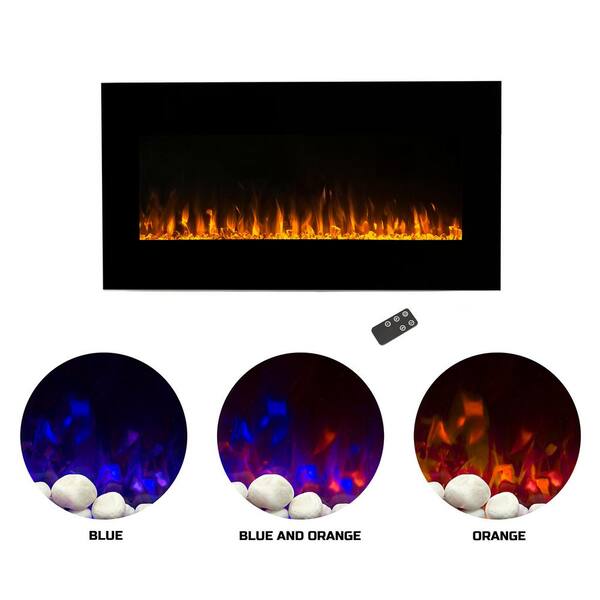 Northwest 42 in. LED Fire and Ice Electric Fireplace with Remote in Black  80-2000A-42 - The Home Depot
