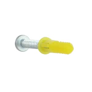 #4-6 x 7/8 in. Coarse Yellow Plastic Ribbed Anchors with Screws (10-Pack)