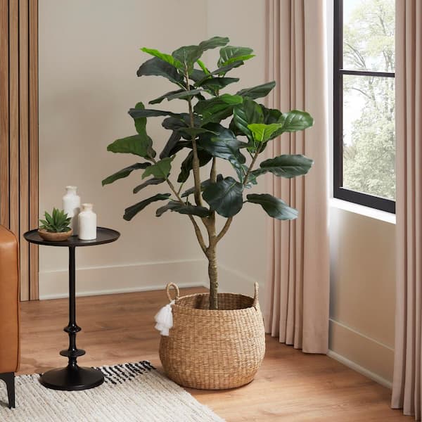 StyleWell 4ft Faux Fiddle Leaf Fig Tree in White Pot