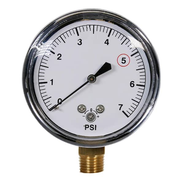 0-7 PSI Gas Tester Dry Utility Gauge, 2 in. Display, 7 lbs. Black
