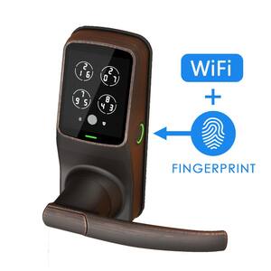 Secure PRO Venetian Bronze Smart Lock Latch with 3D Fingerprint and Wi-Fi (Works with Alexa and Google Home)