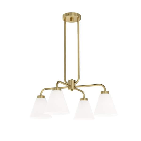 Wynridge 24 in. Plug and Play 4-Light Lacquered Brass Chandelier with SkyPlug