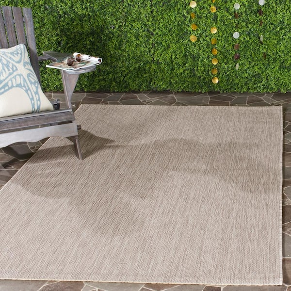 Courtyard Beige Doormat 3 ft. x 5 ft. Solid Indoor/Outdoor Patio Area Rug