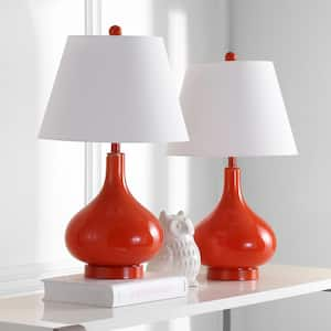 Amy 24 in. Blood Orange Gourd Glass Table Lamp with White Shade (Set of 2)