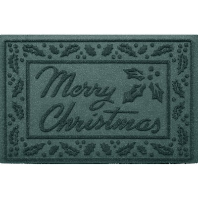 Blue Christmas Front Door Mat, PVC Leather Door Mats Outdoor/Indoor Funny  Welcome Mat, Snowflake Blue Lace Xmas Winter Floor Mats Non-Slip Doormat