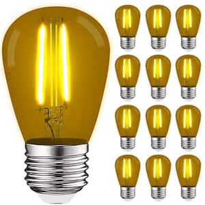 11-Watt Equivalent S14 Edison LED Yellow Light Bulb 0.5-Watt, Outdoor String Light Bulb UL, E26 Base Wet Rated (12-Pack)