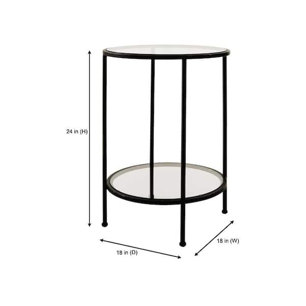 Bella Round Antique Bronze Metal and Glass Side Accent Table (18 in. W x 24 in. H)