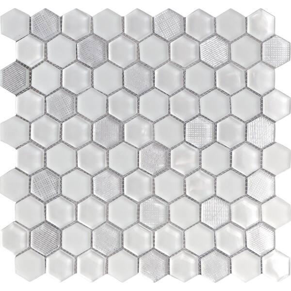 Apollo Tile Ice Blue 4 in. x 5 in. Polished and Honed Hexagon Glass ...