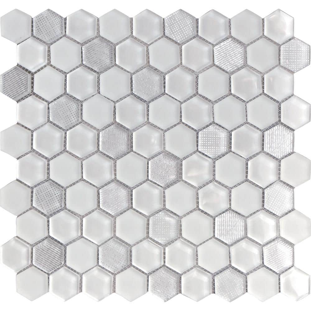Ice Blue 11.6 in. x 12 in. Polished and Honed Hexagon Glass Mosaic Tile (5-Pack) (4.83 sq. ft./Case) price history on PriceWatchPro