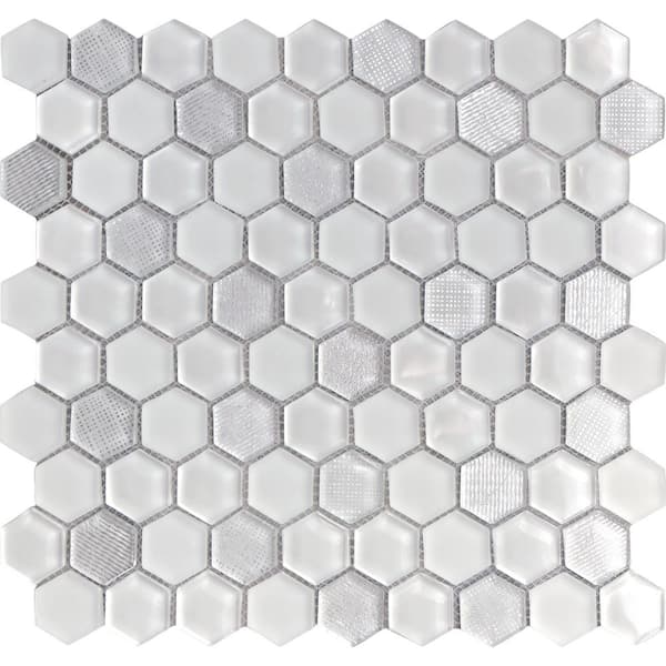 Apollo Tile Ice Blue 11.6 in. x 12 in. Polished and Honed Hexagon Glass Mosaic Tile (5-Pack) (4.83 sq. ft./Case)