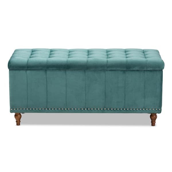 Baxton Studio Kaylee Teal Blue Storage Ottoman Bench 160 9936 HD