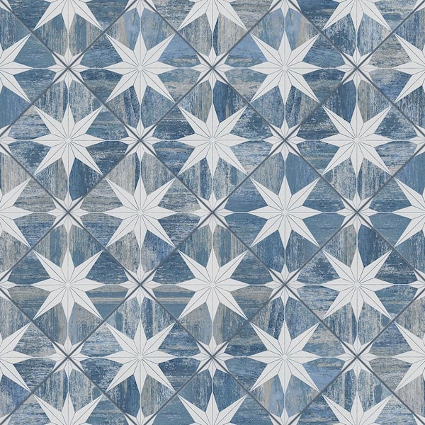 Cassis Stella Blue Day 9-3/4 in. x 9-3/4 in. Porcelain Floor and Wall Tile (10.88 sq. ft./Case)