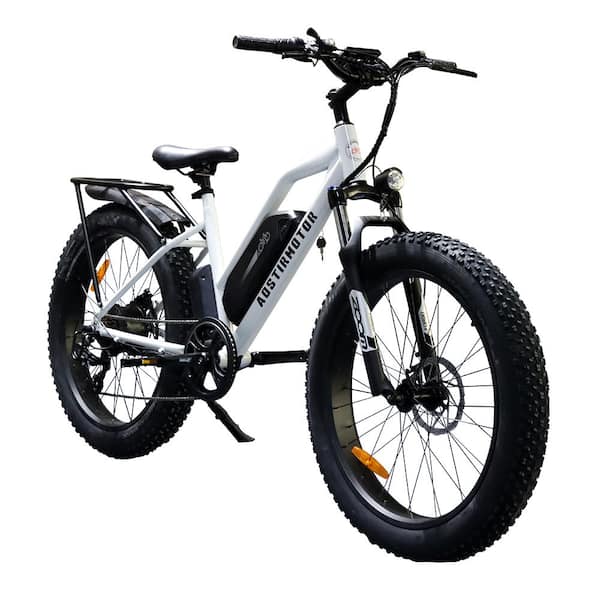 Unbranded 26 in. 750-Watt White Electric Bike Fat Tire P7 48-Volt 13 mAh Adult Removable Lithium Battery