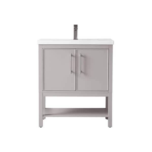 Taylor 30 in. W x 18.5 in. D x 34.5 in. H Bath Vanity in Taupe with Ceramic Vanity Top in White with White Sink